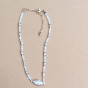 Beaded Necklace With Marble Pendant